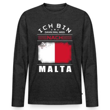 Ich Bin Dann Mal Weg Nach Malta Fahne Urlaub - Männer Premium Bio Langarmshirt - Anthrazit meliert - Vorne - Nico (187cm)