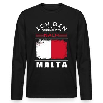 Ich Bin Dann Mal Weg Nach Malta Fahne Urlaub - Männer Premium Bio Langarmshirt - Schwarz - Vorne - Nico (187cm)