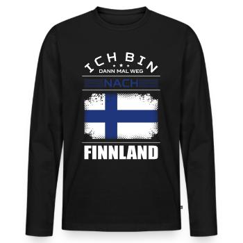 Ich Bin Dann Mal Weg Nach Finnland Fahne Urlaub - Männer Premium Bio Langarmshirt - Schwarz - Vorne - Nico (187cm)