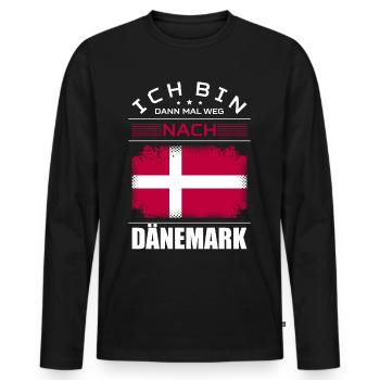 Ich Bin Dann Mal Weg Nach Dänemark Fahne Urlaub - Männer Premium Bio Langarmshirt - Schwarz - Vorne - Nico (187cm)