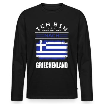 Bin Dann Mal Weg Nach Griechenland Fahne Urlaub - Männer Premium Bio Langarmshirt - Schwarz - Vorne - Nico (187cm)