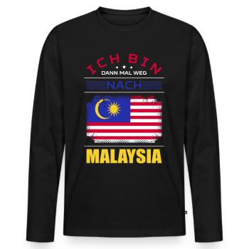 Ich Bin Dann Mal Weg Nach Malaysia Fahne Urlaub - Männer Premium Bio Langarmshirt - Schwarz - Vorne - Nico (187cm)
