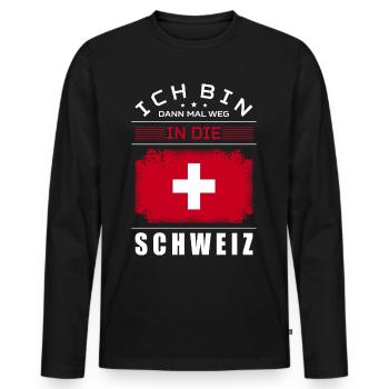Ich Bin Dann Mal Weg Nach Schweiz Fahne Urlaub - Männer Premium Bio Langarmshirt - Schwarz - Vorne - Nico (187cm)