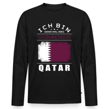 Ich Bin Dann Mal Weg Nach Qatar Fahne Urlaub - Männer Premium Bio Langarmshirt - Schwarz - Vorne - Nico (187cm)