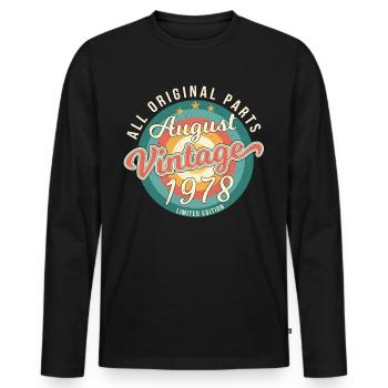 August 1978 Geschenkidee - Männer Premium Bio Langarmshirt - Schwarz - Vorne - Nico (187cm)