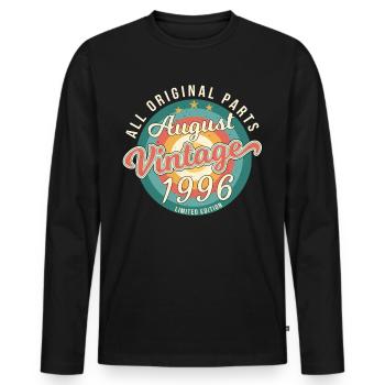 Mois de naissance Août 1996 - T-shirt manches longues Premium bio Homme - noir - Devant - Nico (187cm)