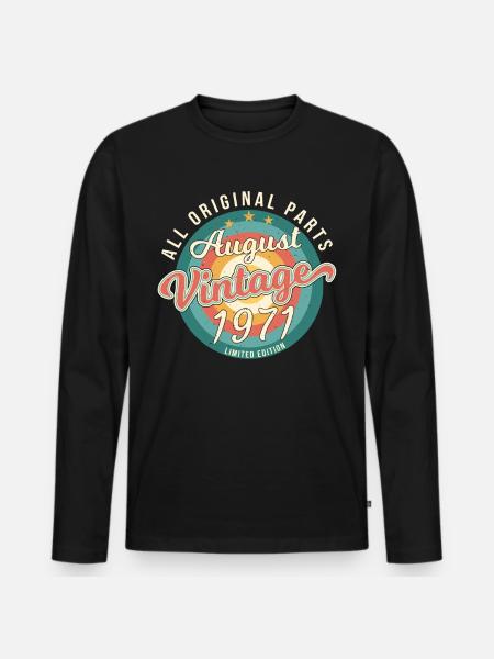 1971 August All original - Men's Premium Organic Long Sleeve Shirt - black