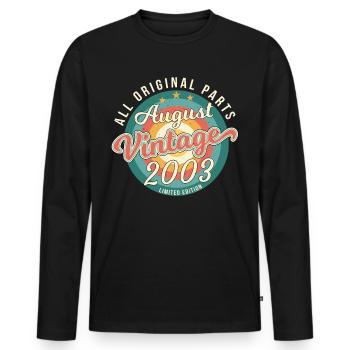 Vintage August 2003 - Men's Premium Organic Long Sleeve Shirt - black - Front - Nico (187cm)