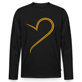 Simpeles Halbes Gelbes Herz - Männer Premium Bio Langarmshirt - Schwarz - Vorne - Nico (187cm)