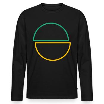 Halbe Kreise Grün Und Gelbes Design - Männer Premium Bio Langarmshirt - Schwarz - Vorne - Nico (187cm)