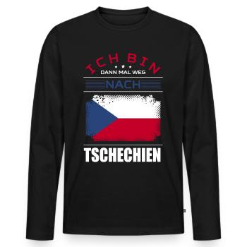 Ich Bin Dann Mal Weg Nach Tschechien Fahne Urlaub - Männer Premium Bio Langarmshirt - Schwarz - Vorne - Nico (187cm)