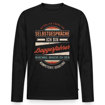 Baggerfahrer Arbeitskollege Kollege Geschenk Retro - Männer Premium Bio Langarmshirt - Schwarz - Vorne - Nico (187cm)