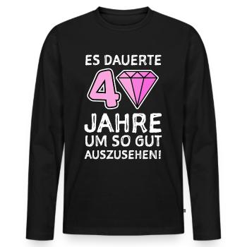 40 Jahre Gratulieren Geburtstagsgruß - Männer Premium Bio Langarmshirt - Schwarz - Vorne - Nico (187cm)