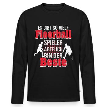 Floorball Salibandy Sportler Outfit - Männer Premium Bio Langarmshirt - Schwarz - Vorne - Nico (187cm)