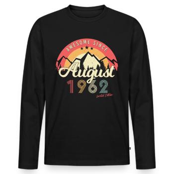 1962 In August 60th birthday - Men's Premium Organic Long Sleeve Shirt - black - Front - Nico (187cm)