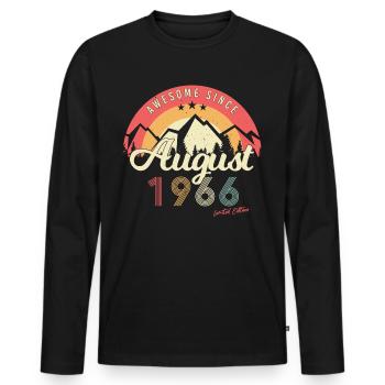 Millésime d’août 1966 - T-shirt manches longues Premium bio Homme - noir - Devant - Nico (187cm)