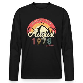 Né en 1978 en août - T-shirt manches longues Premium bio Homme - noir - Devant - Nico (187cm)