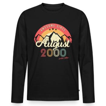 Geburtstagsgruss August 2000 - Männer Premium Bio Langarmshirt - Schwarz - Vorne - Nico (187cm)