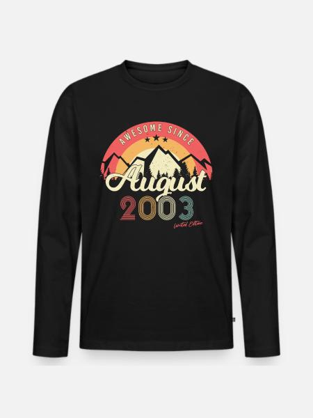 Salutations d’anniversaire août 2003 - T-shirt manches longues Premium bio Homme - noir