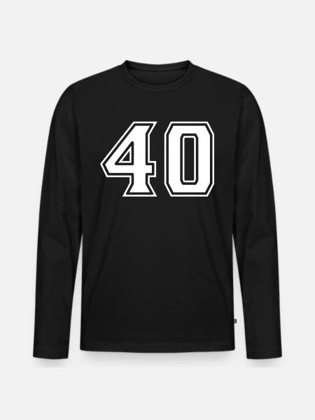 Number 40 White - Men's Premium Organic Long Sleeve Shirt - black