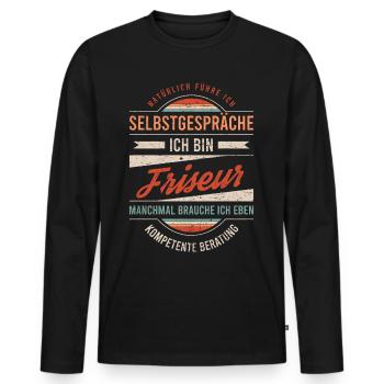 Friseur Arbeitskollege Kollege Geschenk Retro - Männer Premium Bio Langarmshirt - Schwarz - Vorne - Nico (187cm)