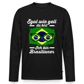 Brasilianer Brasilianisches Brasilien - Männer Premium Bio Langarmshirt - Schwarz - Vorne - Nico (187cm)