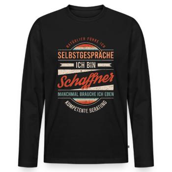 Schaffner Arbeitskollege Kollege Geschenk Retro - Männer Premium Bio Langarmshirt - Schwarz - Vorne - Nico (187cm)