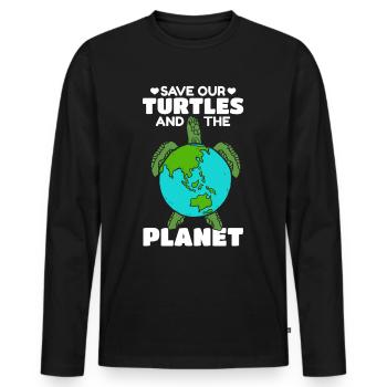 Journée de la tortue de mer : je sauve notre - T-shirt manches longues Premium bio Homme - noir - Devant - Nico (187cm)