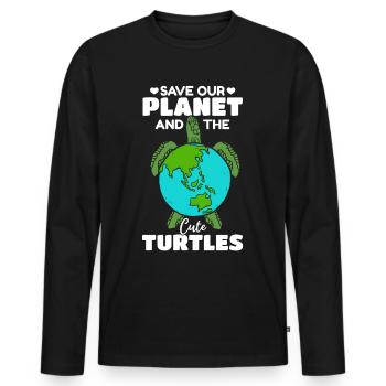 Journée des tortues de mer : Sauvez notre planète - T-shirt manches longues Premium bio Homme - noir - Devant - Nico (187cm)