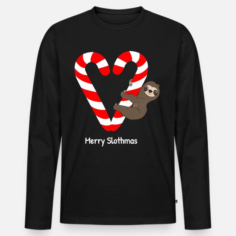 Sloth Faulenzer Süßes Faultier Geschenk - Männer Premium Bio Langarmshirt - Schwarz