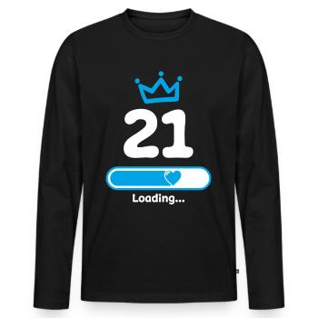 21st birthday 21 years gift ideas - Men's Premium Organic Long Sleeve Shirt - black - Front - Nico (187cm)