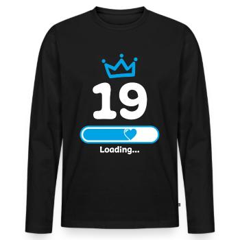 19e anniversaire Krone Félicitations Félicitations - T-shirt manches longues Premium bio Homme - noir - Devant - Nico (187cm)