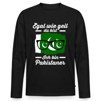 Pakistaner Pakistanisches Pakistan - Männer Premium Bio Langarmshirt - Schwarz - Vorne - Nico (187cm)