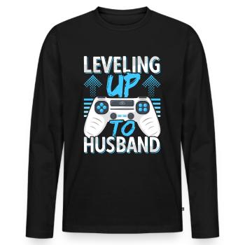 Fiancé fiancé marié futur mari - T-shirt manches longues Premium bio Homme - noir - Devant - Nico (187cm)