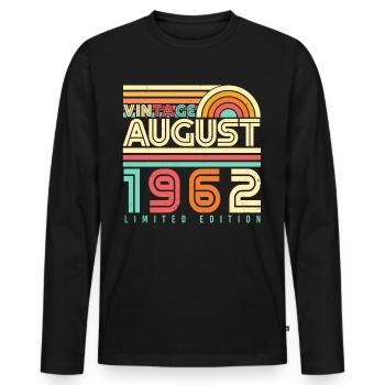 1962 In August 60th birthday - Men's Premium Organic Long Sleeve Shirt - black - Front - Nico (187cm)