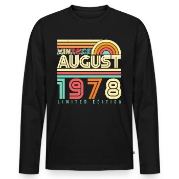 Août 1978 Millésime - T-shirt manches longues Premium bio Homme - noir - Devant - Nico (187cm)