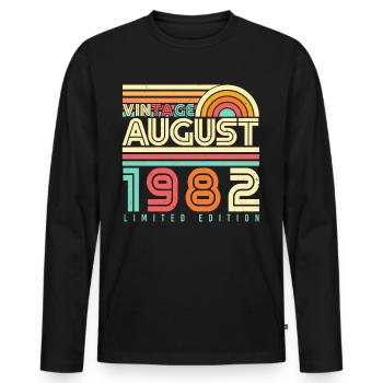 40e anniversaire août 1982 - T-shirt manches longues Premium bio Homme - noir - Devant - Nico (187cm)