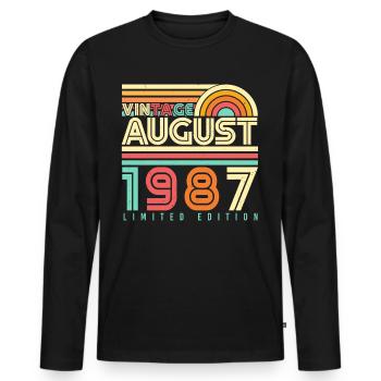 August 1987 Retro - Men's Premium Organic Long Sleeve Shirt - black - Front - Nico (187cm)
