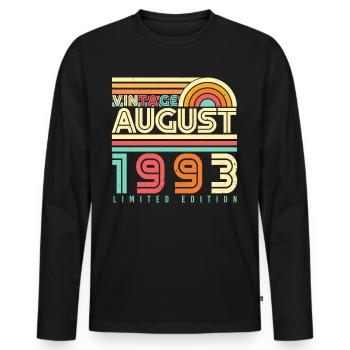 Baujahr August 1993 - Männer Premium Bio Langarmshirt - Schwarz - Vorne - Nico (187cm)