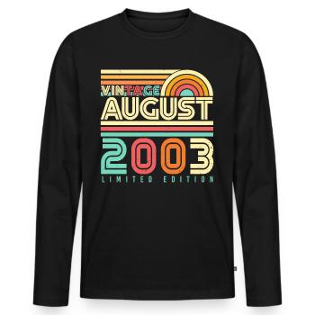 Born in August 2003 - Men's Premium Organic Long Sleeve Shirt - black - Front - Nico (187cm)