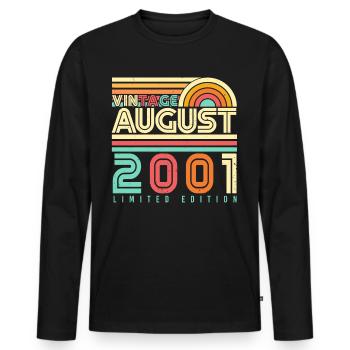 Geboren Im August 2001 - Männer Premium Bio Langarmshirt - Schwarz - Vorne - Nico (187cm)