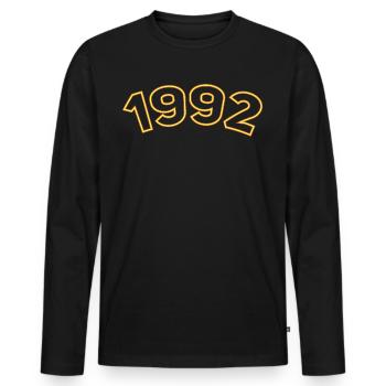 Jahr 1992 Gelb Simpel - Männer Premium Bio Langarmshirt - Schwarz - Vorne - Nico (187cm)
