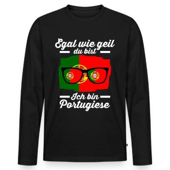Portugiese Portugiesisches Portugal - Männer Premium Bio Langarmshirt - Schwarz - Vorne - Nico (187cm)