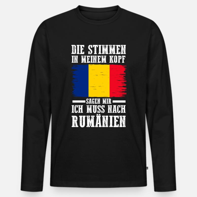 Rumänien Rumäne Rumänisches - Männer Premium Bio Langarmshirt - Schwarz