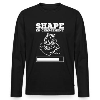shape en chargement cadeau blague muscu humour - T-shirt manches longues Premium bio Homme - noir - Devant - Nico (187cm)