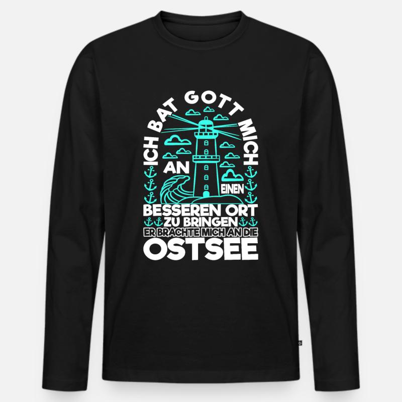 Ostsee Norddeutsch - Männer Premium Bio Langarmshirt - Schwarz