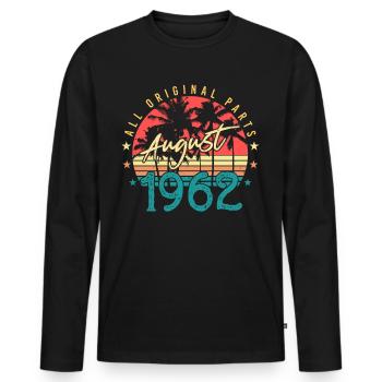 1962 In August 60th birthday - Men's Premium Organic Long Sleeve Shirt - black - Front - Nico (187cm)