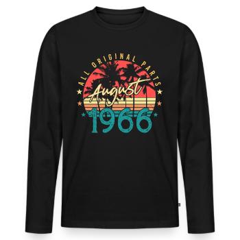 Millésime d’août 1966 - T-shirt manches longues Premium bio Homme - noir - Devant - Nico (187cm)