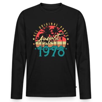 Né en 1978 en août - T-shirt manches longues Premium bio Homme - noir - Devant - Nico (187cm)