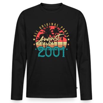 Mois de naissance Août 2001 - T-shirt manches longues Premium bio Homme - noir - Devant - Nico (187cm)